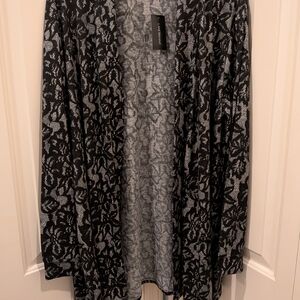 Lane Bryant Black and Gray Lace Cardigan